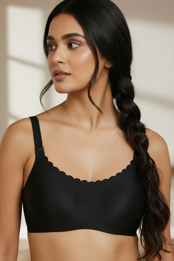 Buy Zivame Miracle Double Layered Non Wired Full Coverage T-Shirt Bra - Jet Black